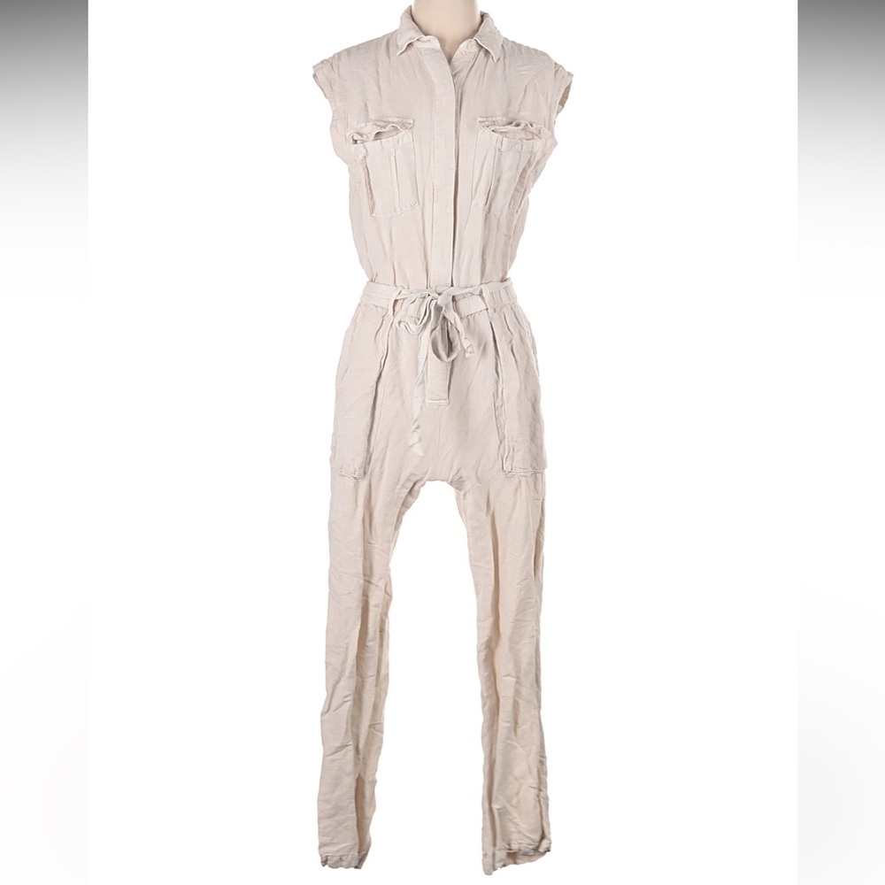Young Fabulous & Broke Cream Sleeveless Utility Jumpsuit